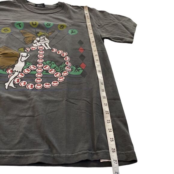 Stussy LSD Tribe Short Sleeve T-Shirt Tee in Black Graphic Crewneck Peace Sign - Picture 12 of 13